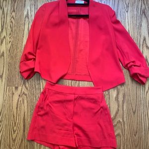 Babaton red matching blazer and shorts